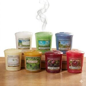 Lot of 7 Vintage Yankee Candle Votives Clean Cotton Laundry Fresh Floral HTF